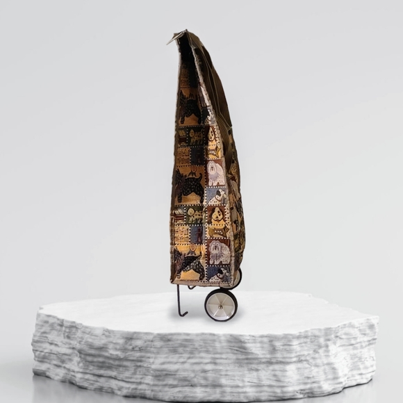 Jade Tapestry Dogs Faithful Companion Collapsible Rolling Travel Bag - Picture 2 of 8